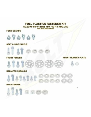 Set complet de șuruburi Bolt din plastic pentru Suzuki RM-Z450 /250