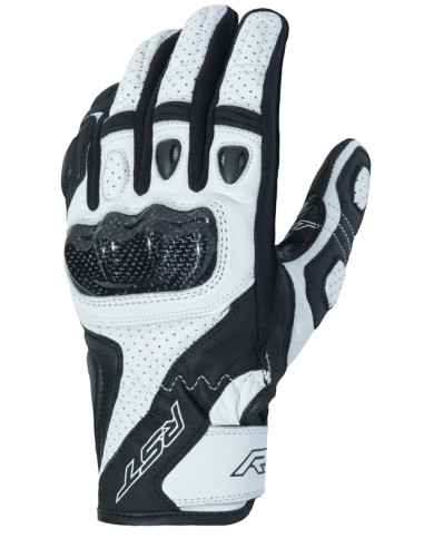 RST Stunt 3 CE Gloves Leather/Textile - White Size XS