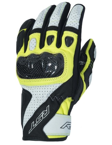 RST Stunt 3 CE Gloves Leather/Textile - Flo Yellow