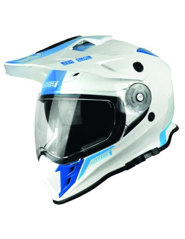 Casca JUST1 J34 Adventure - Forma Gloss Neon Blue Blue & White XS