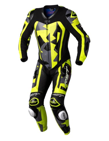 RST Pro Series Airbag CE Leather Suit - Grey/Lime Camo Size XS