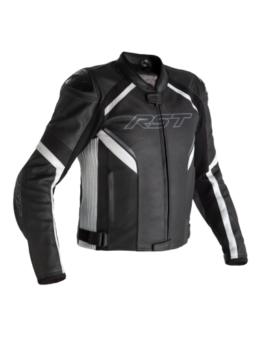 RST Sabre Airbag Jacket Leather - Black/White Size XS