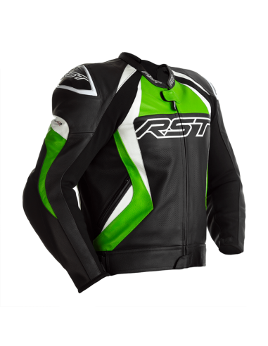 RST Tractech EVO 4 Jacket Leather - Black/Green/White Size S