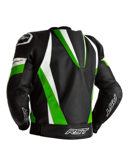 RST Tractech EVO 4 Jacket Leather - Black/Green/White Size L