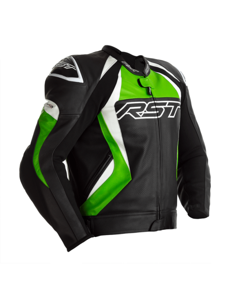 RST Tractech EVO 4 Jacket Leather - Black/Green/White Size XXL