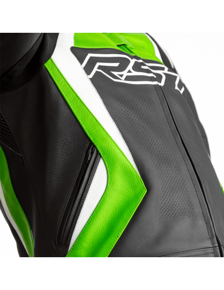 RST Tractech EVO 4 Jacket Leather - Black/Green/White Size XXL