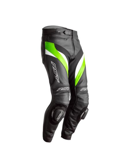 Pantaloni RST Tractech Evo 7 CE din piele - Negru/Verde/Alb Mărimea XL