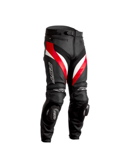 Pantaloni din piele RST Tractech Evo 4 CE - negru/roșu/alb Mărimea L