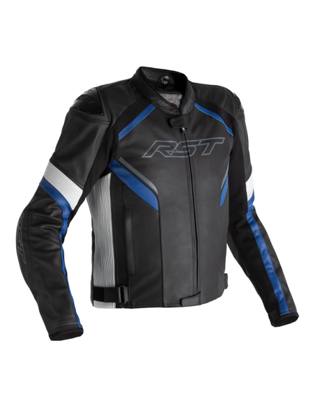 Jachetă de piele RST Sabre CE - Negru/Alb/Albastru Mărimea L Negru & Albastru & Alb