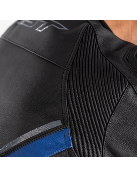 Jachetă de piele RST Sabre CE - Negru/Alb/Albastru Mărimea L Negru & Albastru & Alb