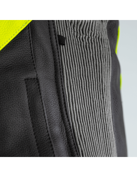 RST Sabre CE Leather Jacket - Black/Grey/Flo Yellow Size XL