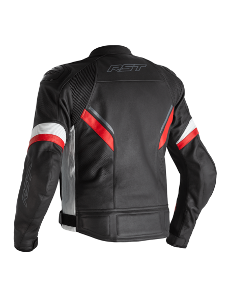 RST Sabre CE Leather Jacket - Black/White/Red Size L