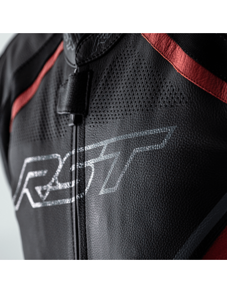 RST Sabre CE Leather Jacket - Black/White/Red Size L