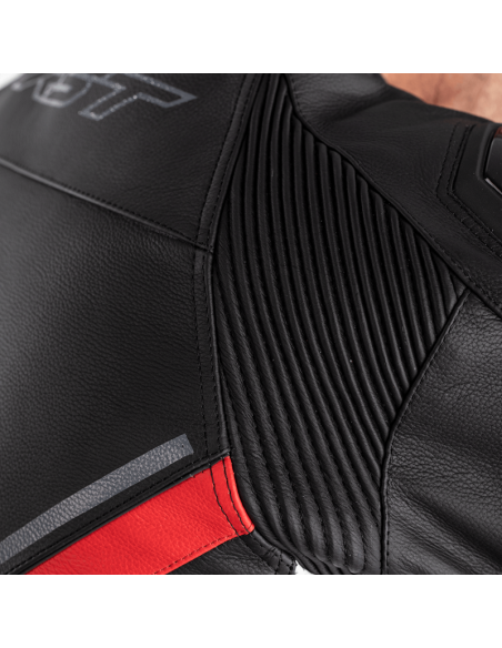 RST Sabre CE Leather Jacket - Black/White/Red Size L