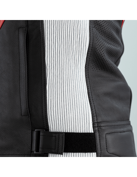 RST Sabre CE Leather Jacket - Black/White/Red Size L