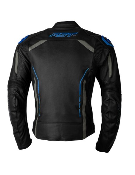 RST S1 CE Leather Jacket - Black/Grey/Neon Blue Size XL
