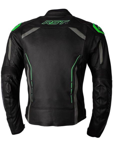 RST S1 CE Leather Jacket - Black/Grey/Neon Green Size XXL