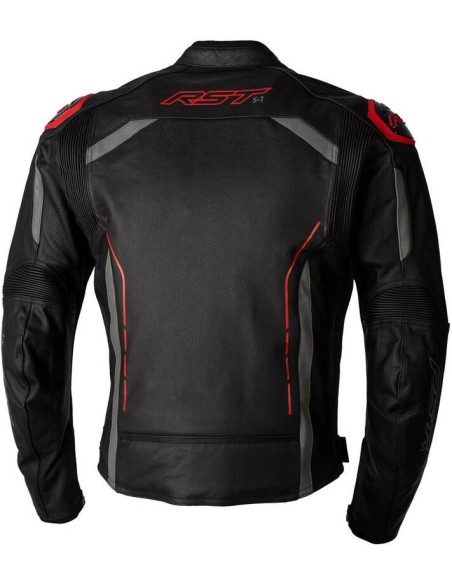 RST S1 CE Leather Jacket - Black/Grey/Red Size XL