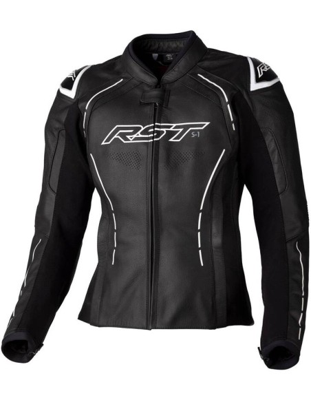 Jachetă de piele RST Ladies S1 CE - Negru/Alb Mărimea XS Alb-negru