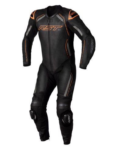 RST S1 CE Leather Suit - Black/Grey/Neon Orange Size M