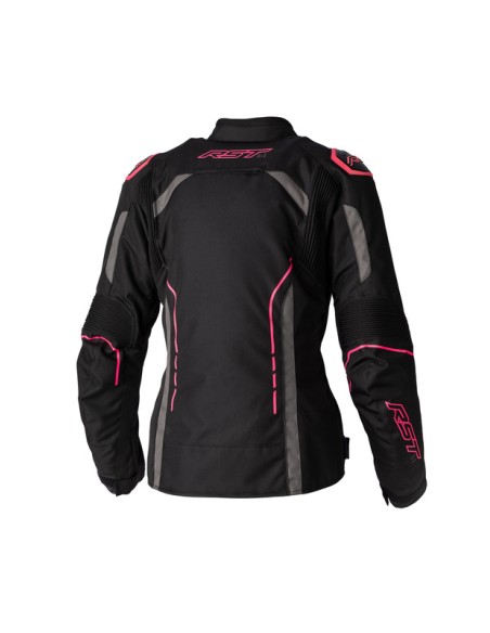 RST Ladies S1 CE Textile Jacket - Black/Neon Pink Size XL