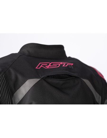 RST Ladies S1 CE Textile Jacket - Black/Neon Pink Size XL