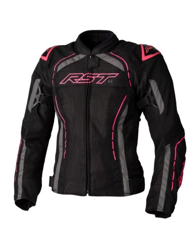 Jachetă textilă RST Ladies S1 Mesh CE - Negru/Roz Neon Mărimea XS Negru și Roz Neon