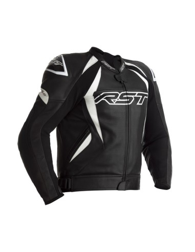 RST Tractech EVO 4 Jacket Leather - Black With White Stripes Size 2XL