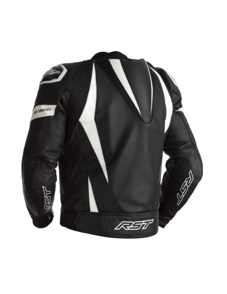 RST Tractech EVO 4 Jacket Leather - Black With White Stripes Size 4XL