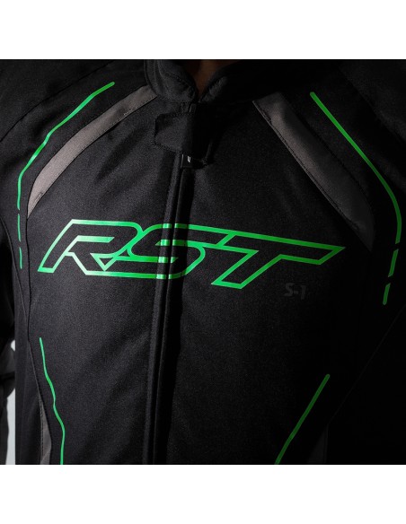 Jachetă RST S-1 Textil Negru/Gri/Verde Neon Mărimea M Negru & Verde Neon