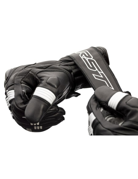 RST Pilot CE Gloves Leather - Black/White Size XL