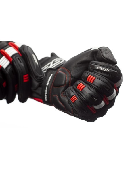 RST Pilot CE Gloves Leather - Black/Red/White Size 2XL