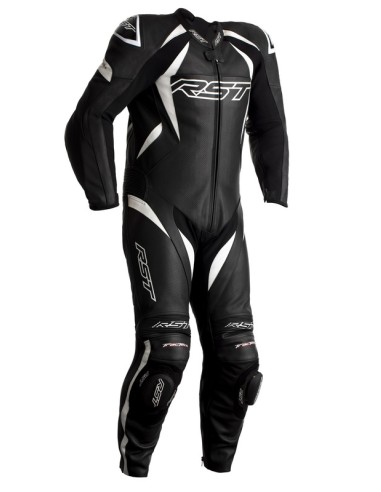 RST Tractech EVO 4 CE Race Leather Suit - Black With White Stripes Size EU48/XS