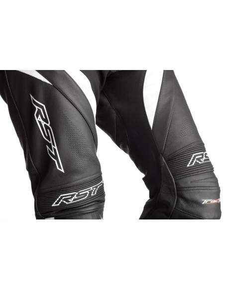 Costum din piele RST Tractech EVO 4 CE Race - Negru cu dungi albe Mărimea XS