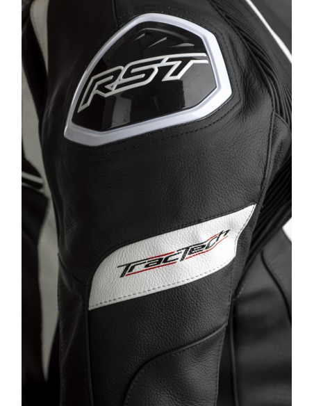 Costum din piele RST Tractech EVO 4 CE Race - Negru cu dungi albe Mărimea XS