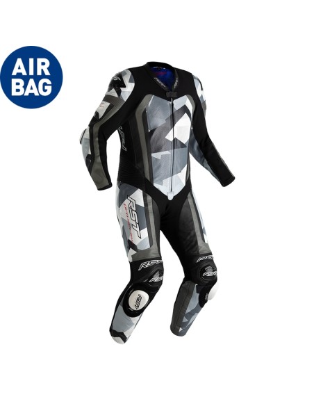 RST Pro Series Leather Airbag Suit - Grey/Camo Size S Camo & Grey