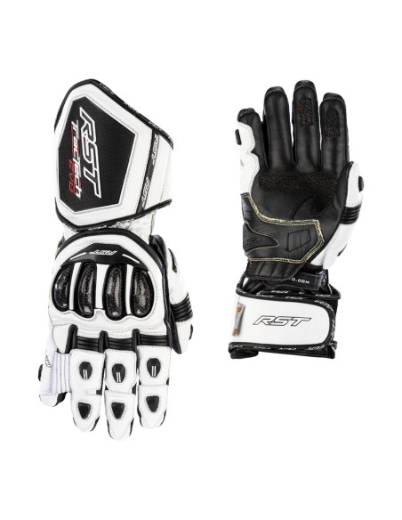 RST TracTech Evo 4 Leather Gloves - White/Black Size XS