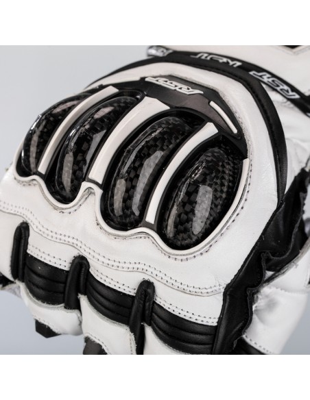 RST TracTech Evo 4 Leather Gloves - White/Black Size XS