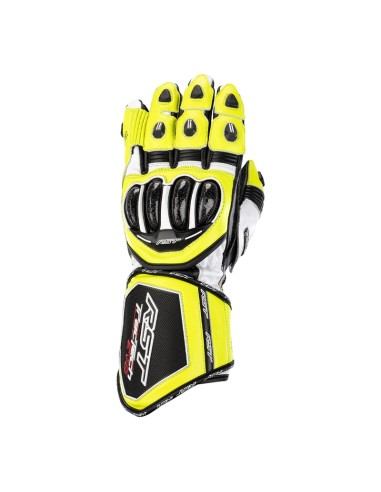 RST TracTech Evo 4 Leather Gloves - Neon Yellow/Black Size S