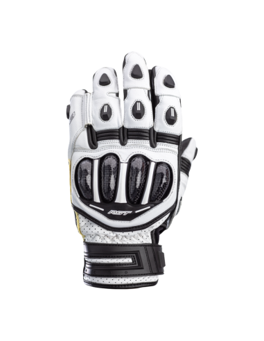 RST TracTech Evo 4 Short Leather Gloves White/Black Size XS