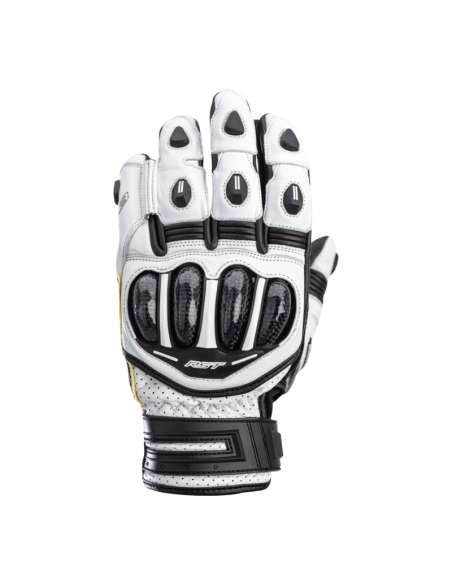 RST TracTech Evo 4 Short Leather Gloves White/Black Size XL