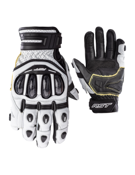 RST TracTech Evo 4 Short Leather Gloves White/Black Size XXL