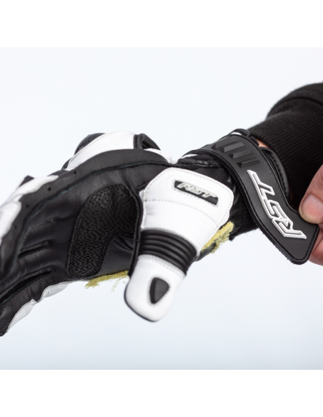 RST TracTech Evo 4 Short Leather Gloves White/Black Size XXL