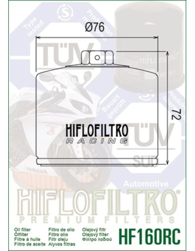 HIFLOFILTRO Racing Oil Filter - HF160RC