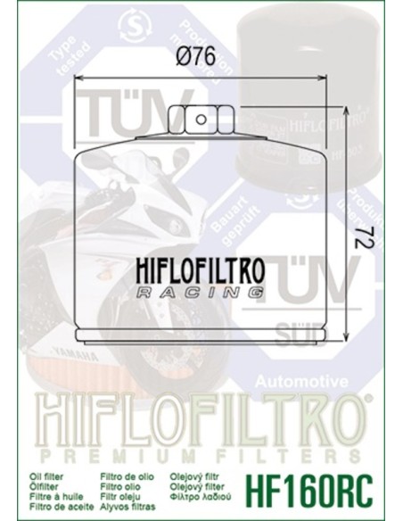 HIFLOFILTRO Racing Oil Filter - HF160RC