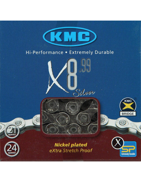 KMC chain X8 6/7/8 speeds 114L silver