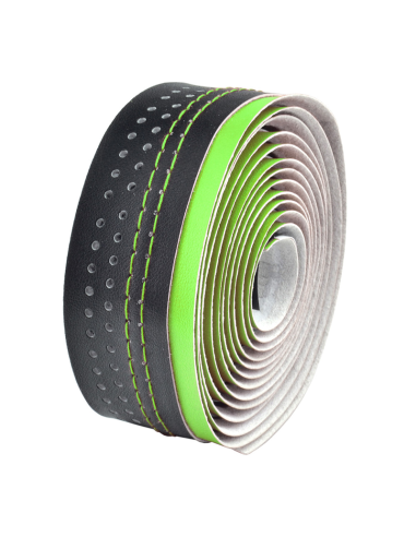 Velo Bicycle Handlebar Tape Road Microfiber Drilled 2-Tone Green/Black