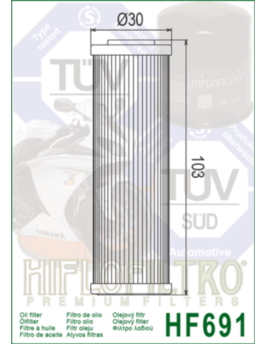 HIFLOFILTRO Oil Filter - HF691 HIFLOFILTRO Oil Filter - HF691