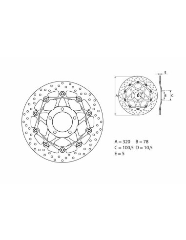 Disc de frână flotant BREMBO Oro - 78B40881