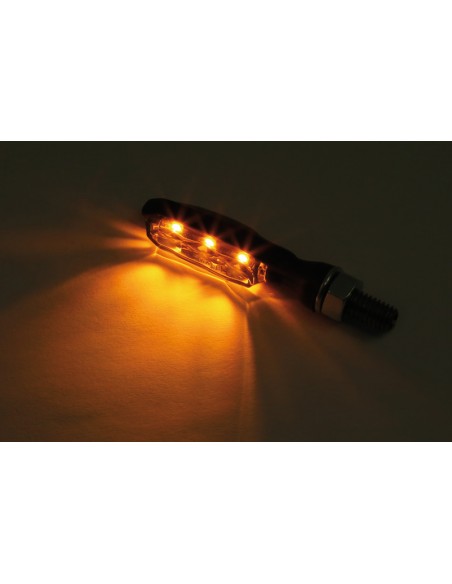 HIGHSIDER Pro Sonic-X1 LED Indicator Body Black / Lens Smoked (Pair), Front & Rear